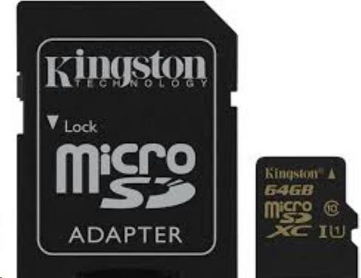 Obrázek Kingston 64GB Micro SecureDigital (SDXC) Card, Class 10 UHS-I + SD adapter