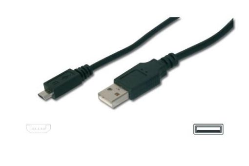 Obrázek Digitus USB 2.0 kabel USB A samec na USB micro B samec, 2x stíněný, Měď, 1m