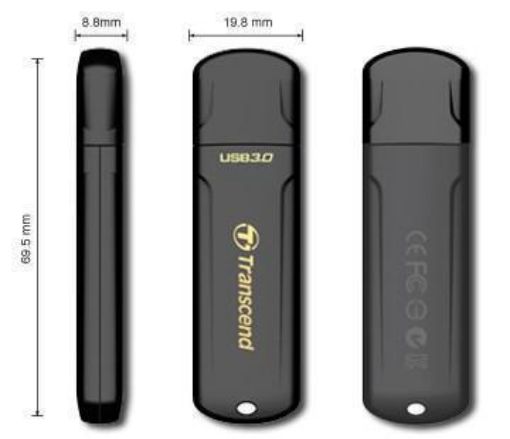 Obrázek Handy drive 8GB USB 3.0 Transcend JetFlash700, černá, čtení 70 MByte/s, zápis 30 MByte/s