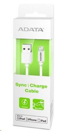 Obrázek ADATA Sync & Charge Lightning kabel - USB A 2.0, 100cm, plastový, bílý