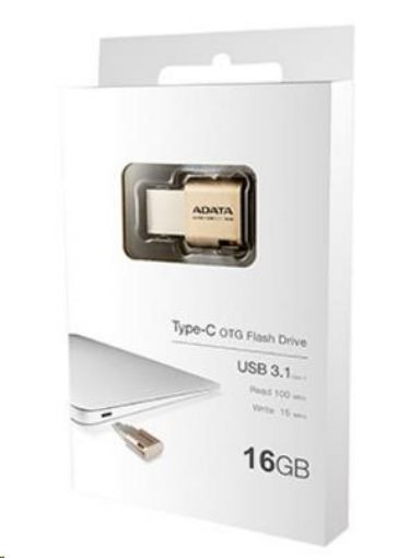 Obrázek ADATA Flash Disk 16GB USB 3.0, UC350 Type A & Type C USB 3.1(Gen 1), zlatý