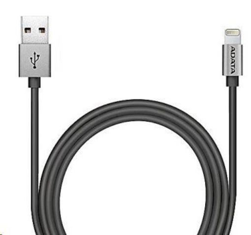 Obrázek ADATA Sync & Charge Lightning kabel - USB A 2.0, 100cm, hliníková, titan