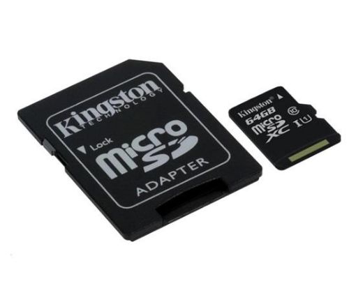 Obrázek Kingston 64GB Micro SecureDigital (SDXC) Card, Class 10 UHS-I + SD adaptér