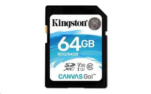 Obrázek Kingston 64GB SecureDigital Canvas Go! (SDXC) Card, 90R 45W Class 10 UHS-I U3