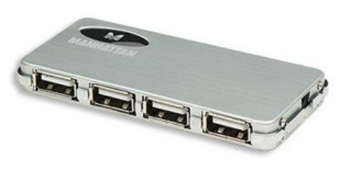 Obrázek MANHATTAN USB 2.0 hub Micro 4 porty, aktivní (s napájecím adaptérem)