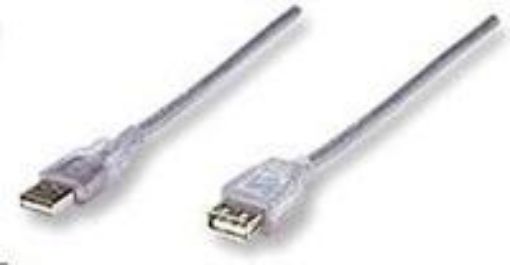 Obrázek MANHATTAN Kabel USB 2.0 A-A prodlužovací 3m (stříbrný) 