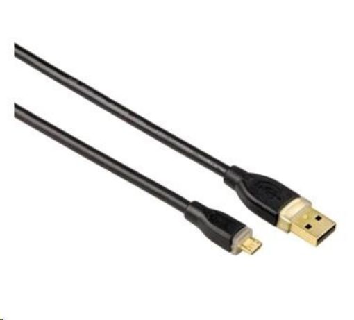 Obrázek Kabel USB 2.0 A-Micro B propojovací 1,8m, černý, HAMA