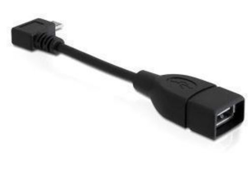 Obrázek DeLock Kabel USB 2.0 micro-B samec pravoúhlý > USB 2.0-A samice OTG 11cm