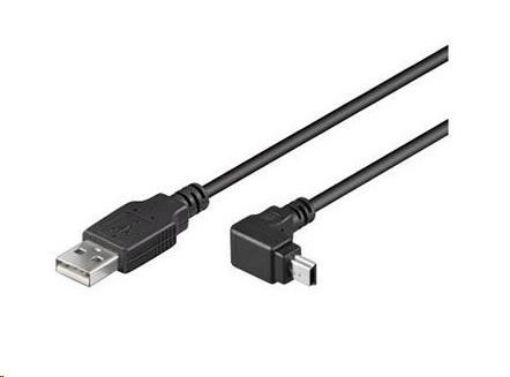 Obrázek Kabel USB 2.0 A(M) - miniUSB 5pin B(M), 1,8m, lomený 90°