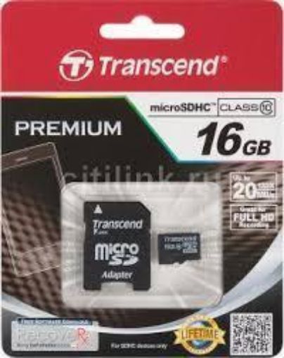 Obrázek TRANSCEND Micro SDHC Class 10 16GB + adaptér