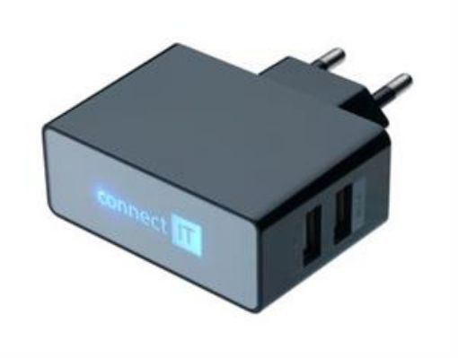 Obrázek CONNECT IT USB nabíječka POWER CHARGER se dvěma USB porty 2,1A/1A, černá