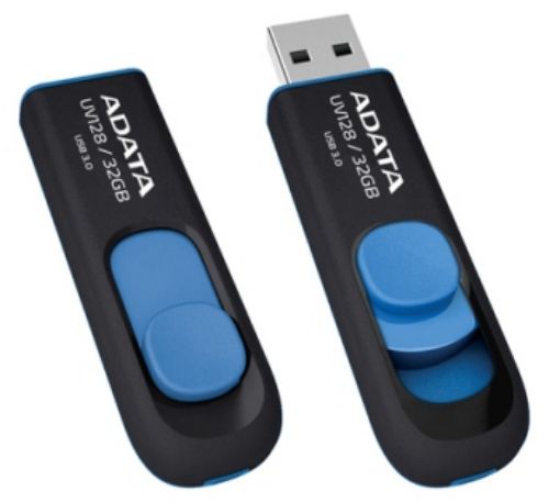 Obrázek ADATA Handy drive 32GB USB 3.0 Dash Drive UV128, černý/modrý (R: 40MB / W: 25MB)