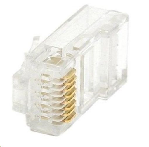 Obrázek Konektor UTP RJ45 (8p8c), Cat6, 50µm, drát - 100 ks