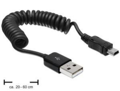 Obrázek Delock kabel USB 2.0 A samec > USB mini samec, kroucený kabel