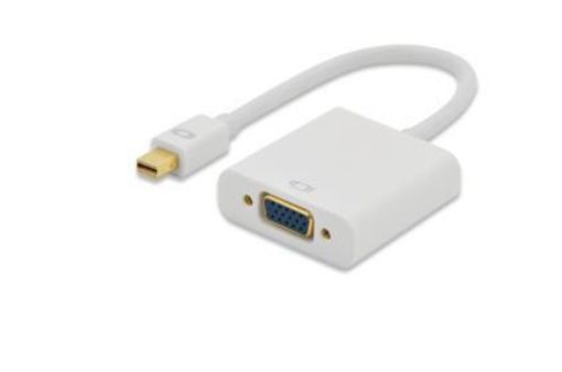 Obrázek Ednet DisplayPort adapter cable, mini DP - HD15, M / F, 0.15m, DP 1.1a compatible, UL, CE, wh, gold