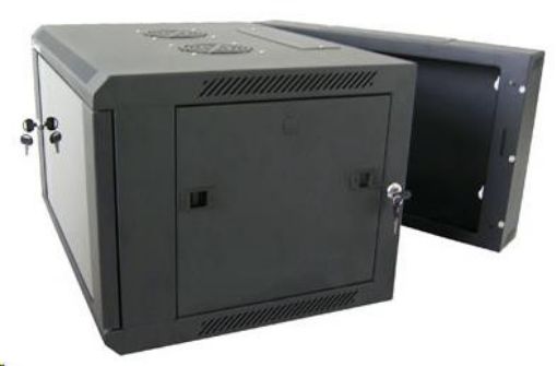 Obrázek XtendLan 19" dvoudílný nástěnný rozvaděč 9U, šířka 600mm, hloubka 550mm, skleněné dveře-kouřové sklo,nosnost 60kg,černý