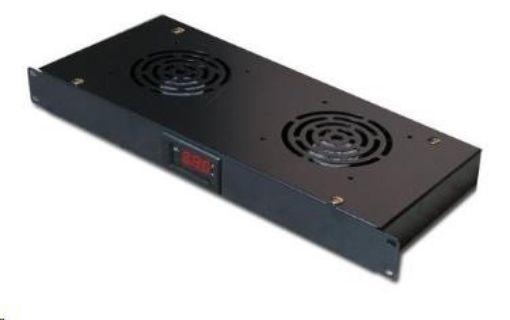 Obrázek 19" ventilační jednotka XtendLan, 2 ventilátory, LCD display, termostat, hloubka 200mm, černá
