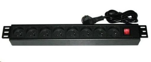 Obrázek 19" rozvodný panel XtendLan 8x230V, ČSN, vypínač, indikátor napětí, kabel 1,8m, výška 1,5U