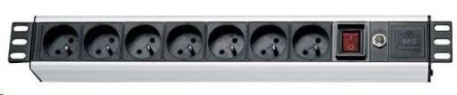 Obrázek 19" rozvodný panel XtendLan 7x230V, ČSN, vypínač, indikátor napětí, přepěťová ochrana, proudová ochrana kabel 1,8m, 1,5U