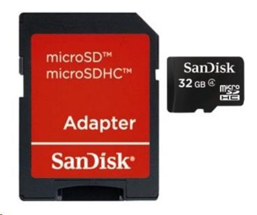 Obrázek SanDisk MicroSDHC karta 32GB (Class 4) + adaptér