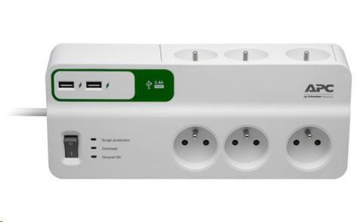 Obrázek APC Essential SurgeArrest 6 outlets with 5V, 2.4A 2 port USB charger, 230V France, 2m