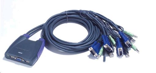 Obrázek ATEN přepínač KVM 4-port VGA KVMP USB2.0, mini, audio, 0,9m kabely