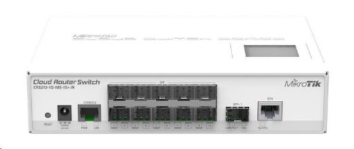 Obrázek MikroTik Cloud Router Switch CRS212-1G-10S-1S+IN, 400MHz CPU, 64MB RAM, 10xSFP, 1xSFP+, LCD, vč. L5 licence