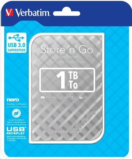 Obrázek VERBATIM HDD 2.5" 1TB Store 'n' Go Portable Hard Drive USB 3.0, Silver GEN II