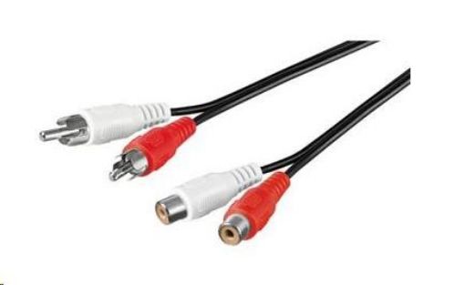 Obrázek PREMIUMCORD Kabel prodlužovací audio 2x Cinch - 2x Cinch (RCA, M/F) 2m