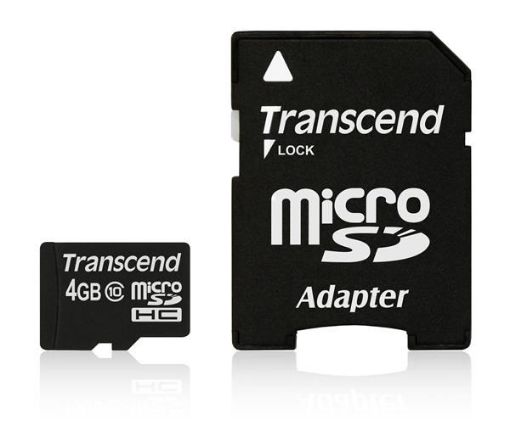 Obrázek TRANSCEND MicroSDHC karta 4GB Class 10 + adaptér