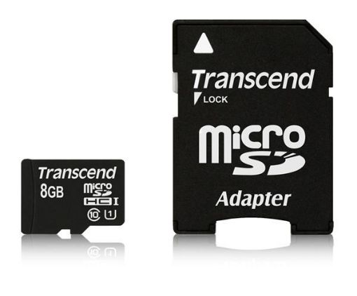 Obrázek TRANSCEND MicroSDHC karta 8GB Premium, Class 10 UHS-I 300x + adaptér