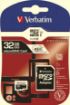 Obrázek VERBATIM MicroSDHC karta 32GB Premium, U1 + SD adaptér