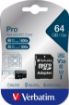 Obrázek VERBATIM MicroSDXC karta 64GB Pro, U3 + adaptér
