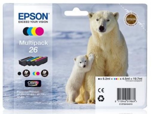 Obrázek EPSON ink čer+bar "Lední medvěd" CLARIA Premium 26 - multipack (CMYK)