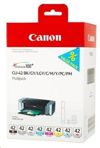 Obrázek Canon CARTRIDGE CLI-42 BK/GY/LGY/C/PC/M/PM/Y MULTI-PACK 8ks pro PIXMA PRO-100, PRO-100S