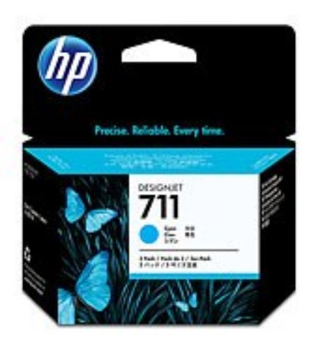 Obrázek HP 711 Cyan DJ Ink Cart, 29 ml, 3-pack, CZ134A