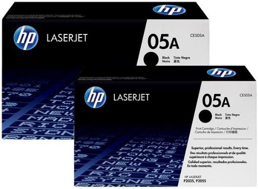 Obrázek HP 05A Black LJ Toner Cart, 2-pack, CE505D (2,300 / 2,300 pages)