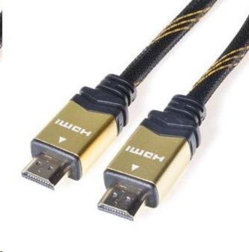 Obrázek PREMIUMCORD Gold HDMI High Speed + Ethernet kabel (v1.4), opletený, zlacené konektory, 3m