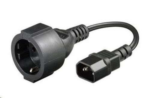 Obrázek Prodlužovací kabel s 1 zásuvkou pro připojení do UPS, 30cm (redukce IEC320 C14 na CEE 7/5)