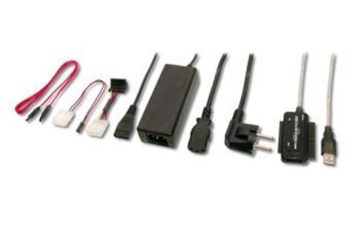 Obrázek PremiumCord USB 2.0 - IDE + SATA adapter s kabelem a přídavným zdrojem