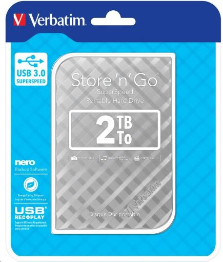 Obrázek VERBATIM Externí HDD 2TB Store 'n' Go Portable Hard Drive USB 3.0, Silver GEN II