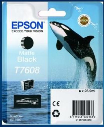 Obrázek EPSON ink čer ULTRACHROME HD kosatka - Matte Black - T7608