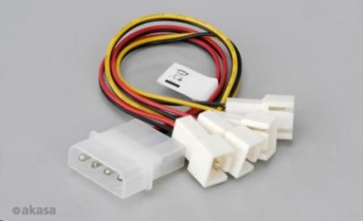 Obrázek AKASA kabel  redukce Molex na 4x 3-pin fan konektor