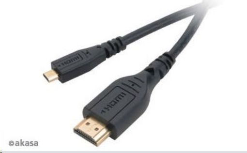 Obrázek AKASA kabel  HDMI Micro na HDMI, podpora Ethernet, 2K a 4K rozlišení, pozlacené konektory, 1,5m
