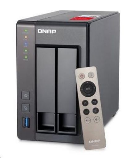 Obrázek QNAP TS-251+-8G NAS pro 2 disky (4C/Celeron J1900/2,0-2,42GHz/2GBRAM/2xSATA/2xGbE/2xUSB2.0/2xUSB3.0/1xHDMI)
