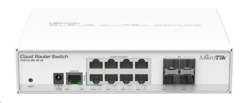 Obrázek MikroTik Cloud Router Switch CRS112-8G-4S-IN, 400MHz CPU, 128MB RAM, 8xLAN, 4xSFP slot, vč. L5 licence