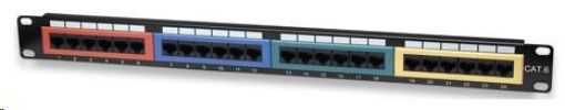 Obrázek Intellinet Patch Panel, 19", Cat6, 24-Port, UTP, 1U, Colored, Black