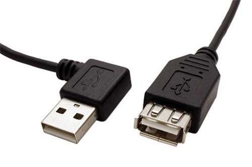 Obrázek USB 2.0 kabel prodlužovací A-A, M-F, lomený vpravo, 30cm