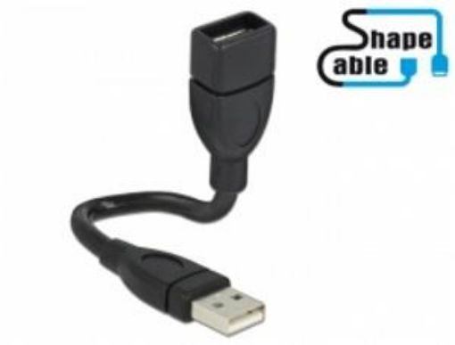 Obrázek Delock USB 2.0 kabel samec > A samice ShapeCable 0,15 m