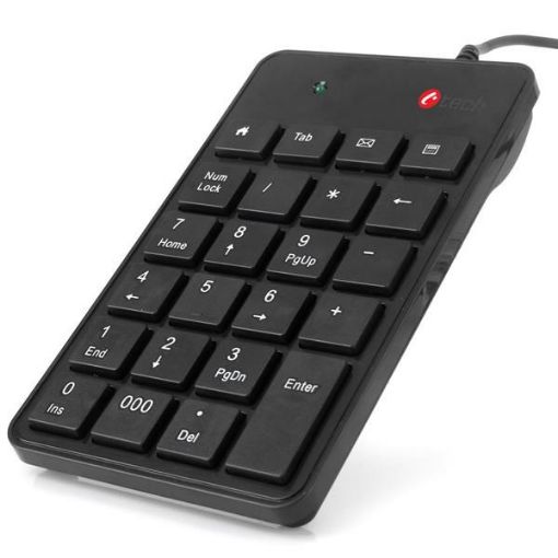 Obrázek C-TECH klávesnice numerická KBN-01, 23 kláves, USB slim black